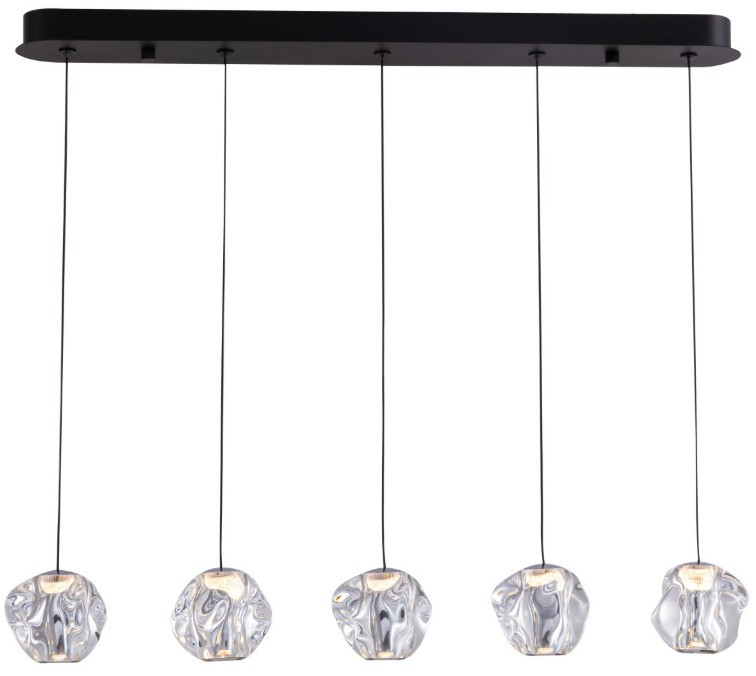 Chrome 5 light pendant with black base