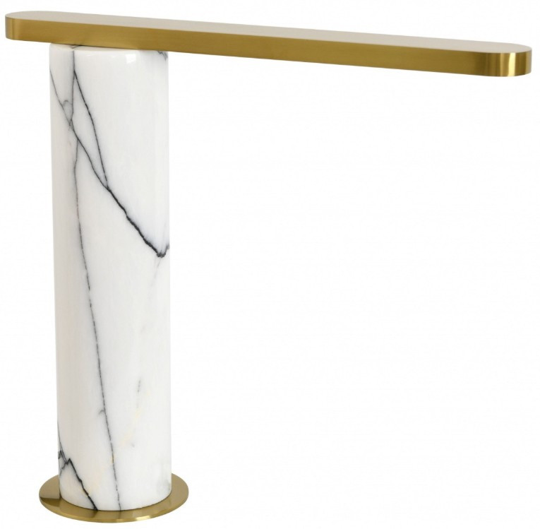 Aged brass trim with marble column table lamp