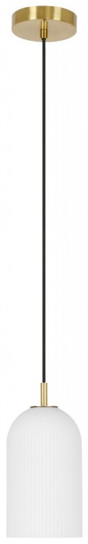 Small pendant with ribbed glass and brass trim