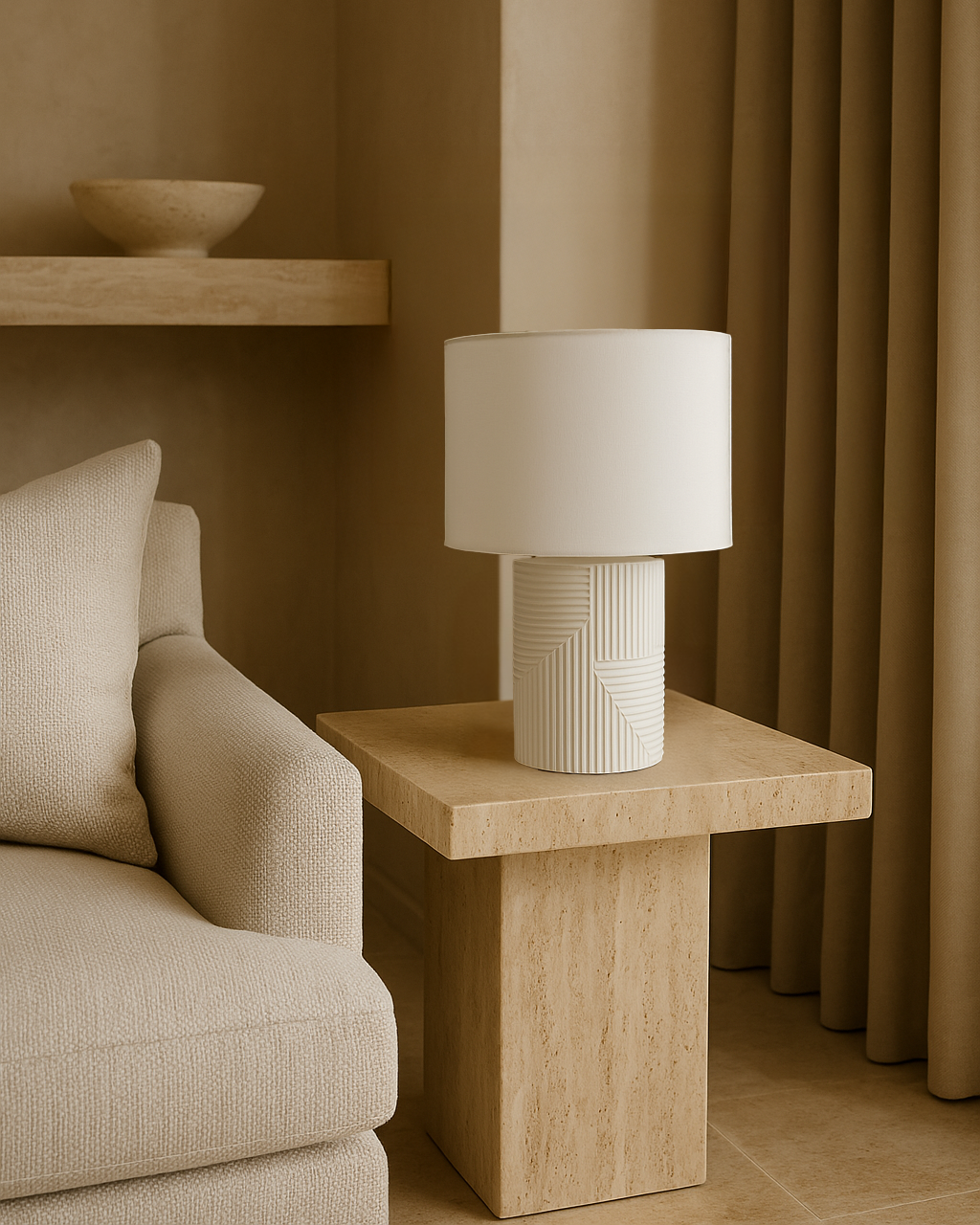 Gypsum table lamp white with shade