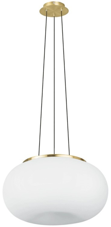 Brass trim pendant with opal glass