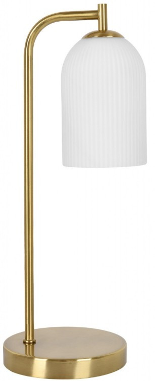 Brass table lamp with opal ribbed glass