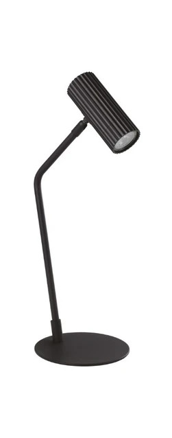 Black table lamp with curved shaped
