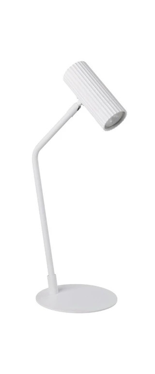 White table lamp with a curved shape