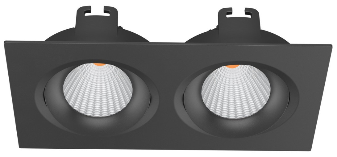 Black two light square downlight
