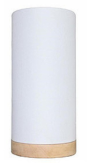 Wood trim table lamp with white fabric shade