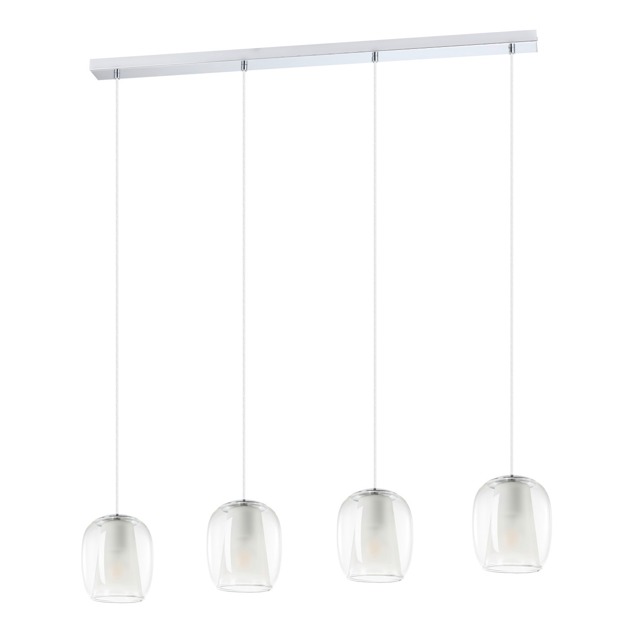 Chrome 4 light pendant with clear glass