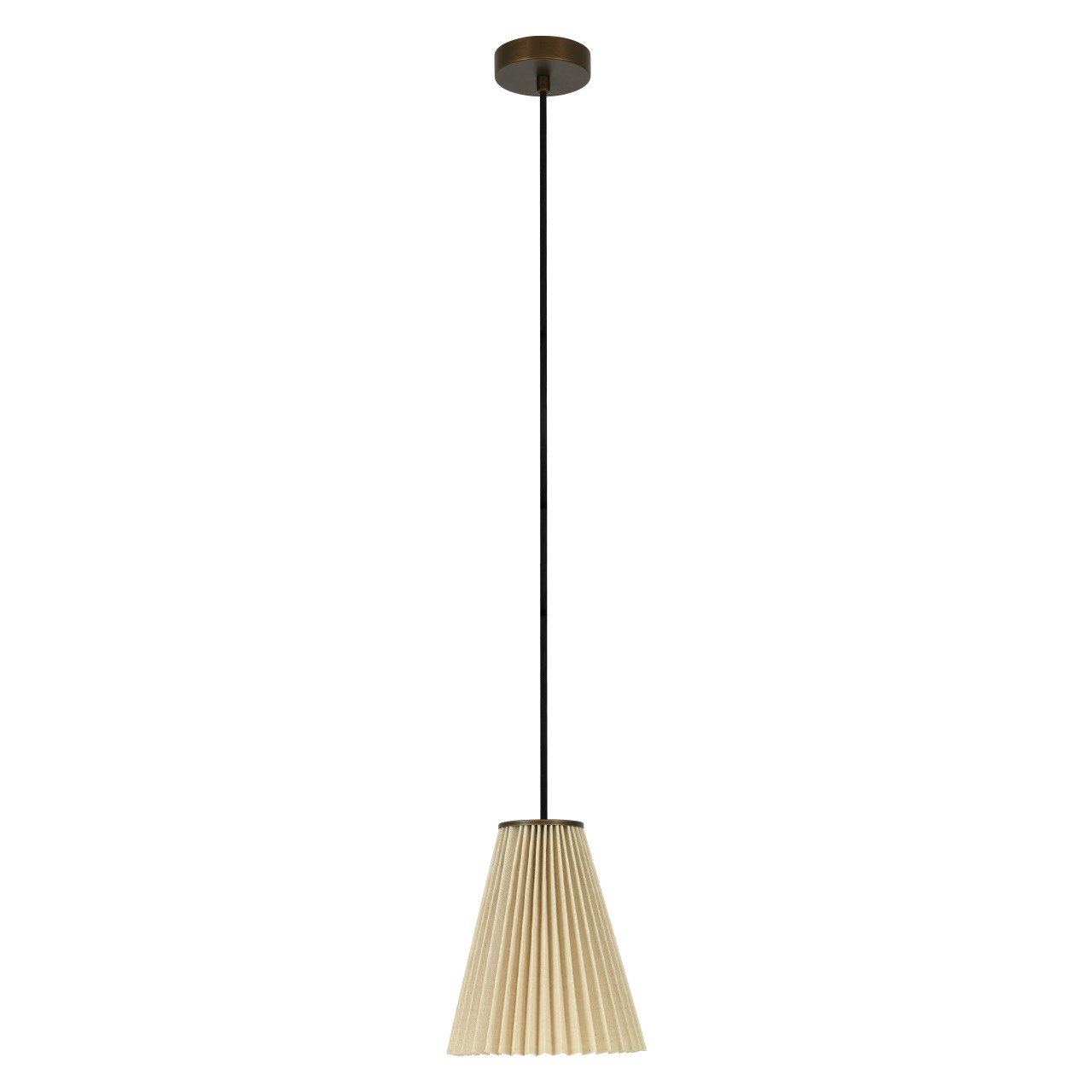 Bronze 185mm pendant with natural pleated shade