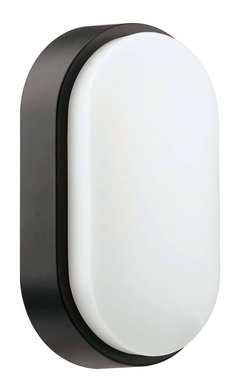 LED outdoor oval wall light in black