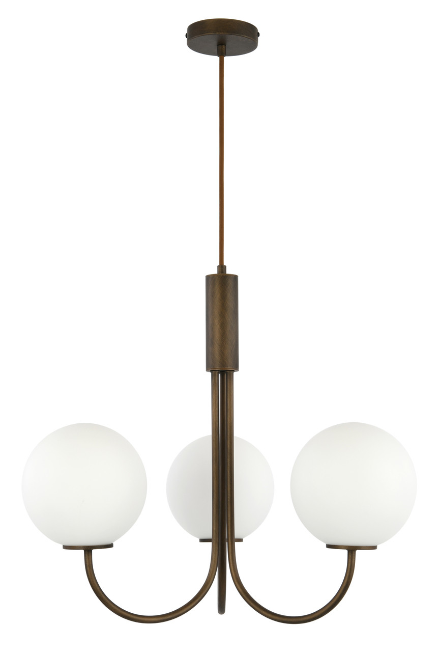 Bronze 3 light pendant with opal glass