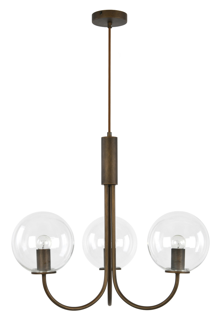 Bronze 3 light pendant with clear glass