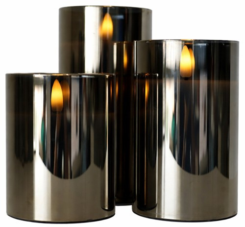 Set of three LED flameless candles