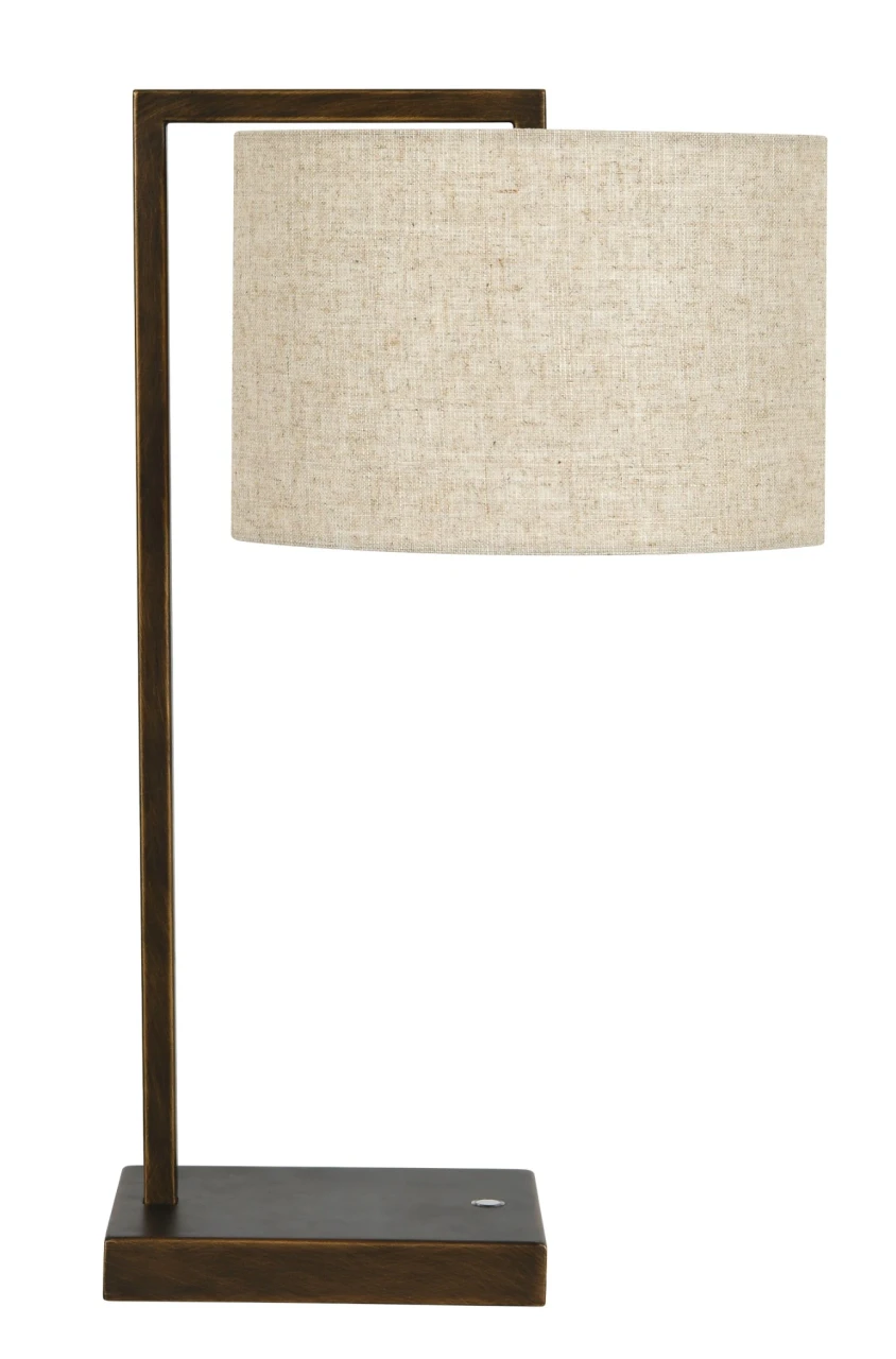 Bronze table lamp with natural shade