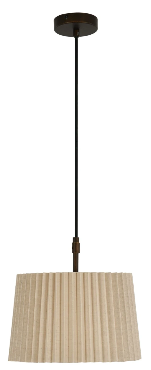 Bronze 300mm pendant with natural pleated shade