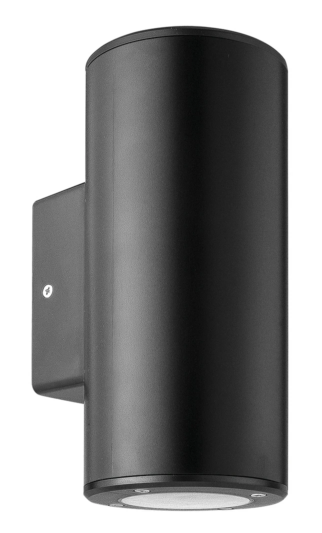 Black IP65 round two-light wall light