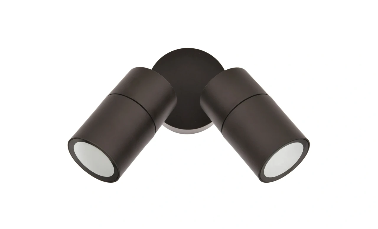 Two-pan outdoor wall light in bronze
