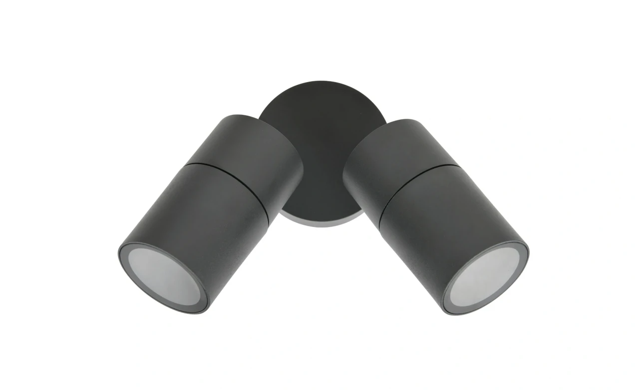 Two-pan outdoor wall light in graphite