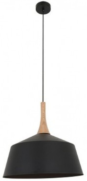 Black metal shade with ash wood trim