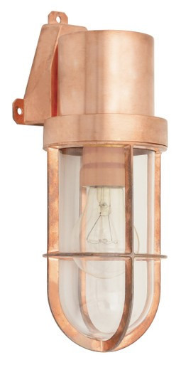 Copper wall light with clear glass
