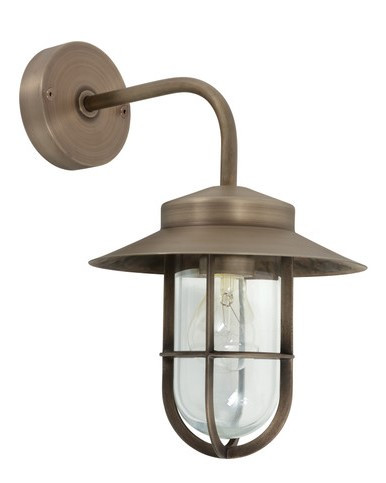 Aged nickel arm wall light with clear glass