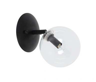 Black wall light with clear glass