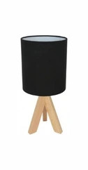 Timber table lamp with black shade