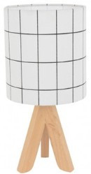 Timber table lamp with grid shade