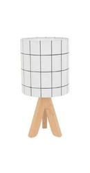 Timber table lamp with grid shade