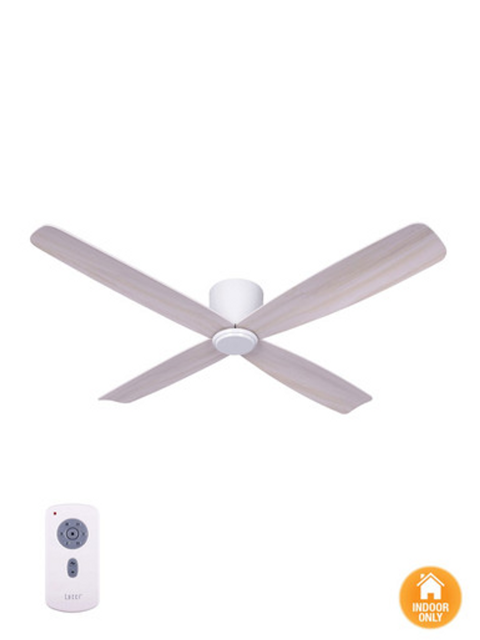 White close to ceiling fan with 52" white wooden blades