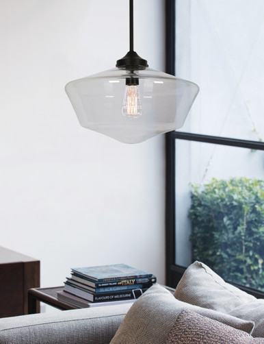 Oil rubbed bronze pendant with clear glass