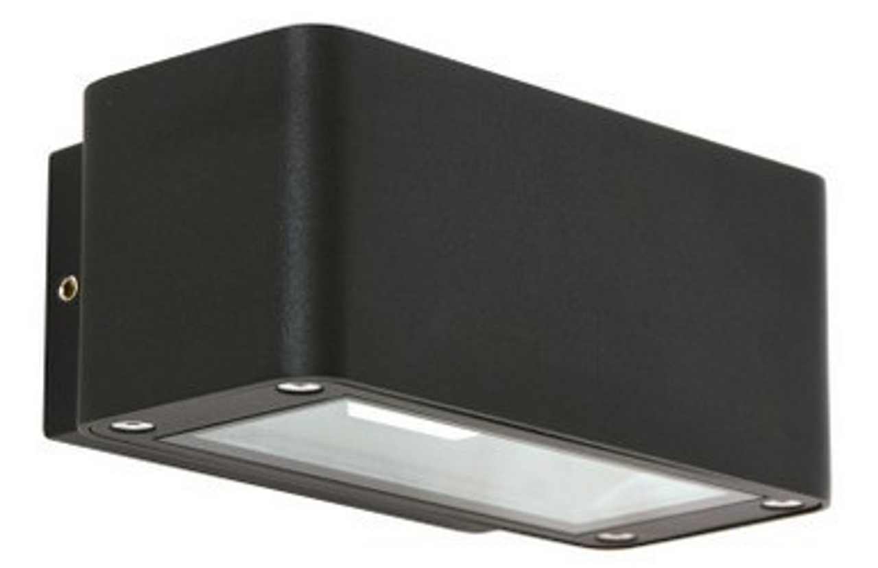 Black wall light with clear diffuser