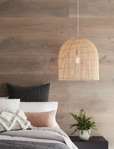 Natural woven 350 tall pendant