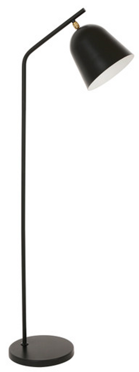 Black floor lamp with bell-shaped shade