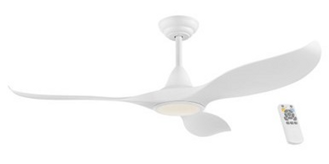 White ceiling fan with light and 132cm blades