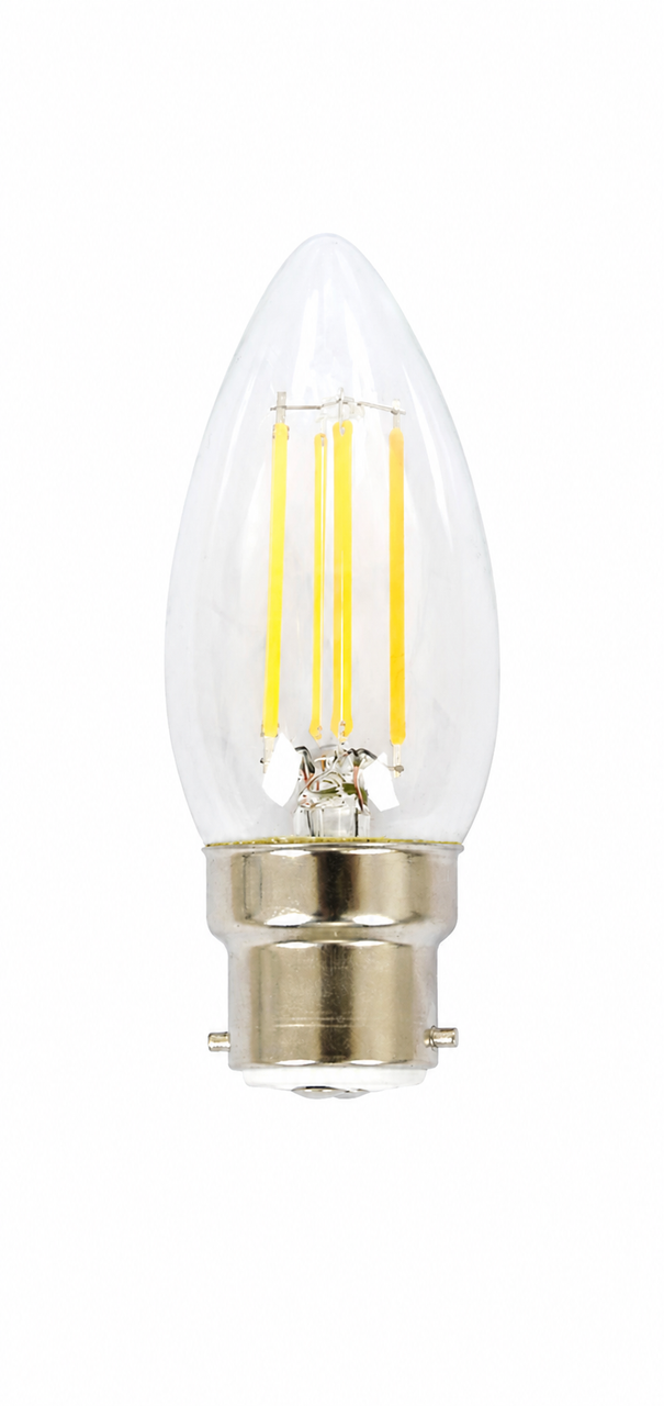 LEDlux 4.5W Candle B22 CRI90 Warm White Dimmable Clear