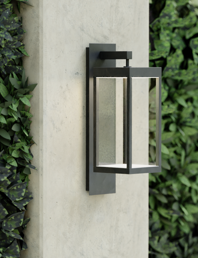 Black wall light with glass diffuser