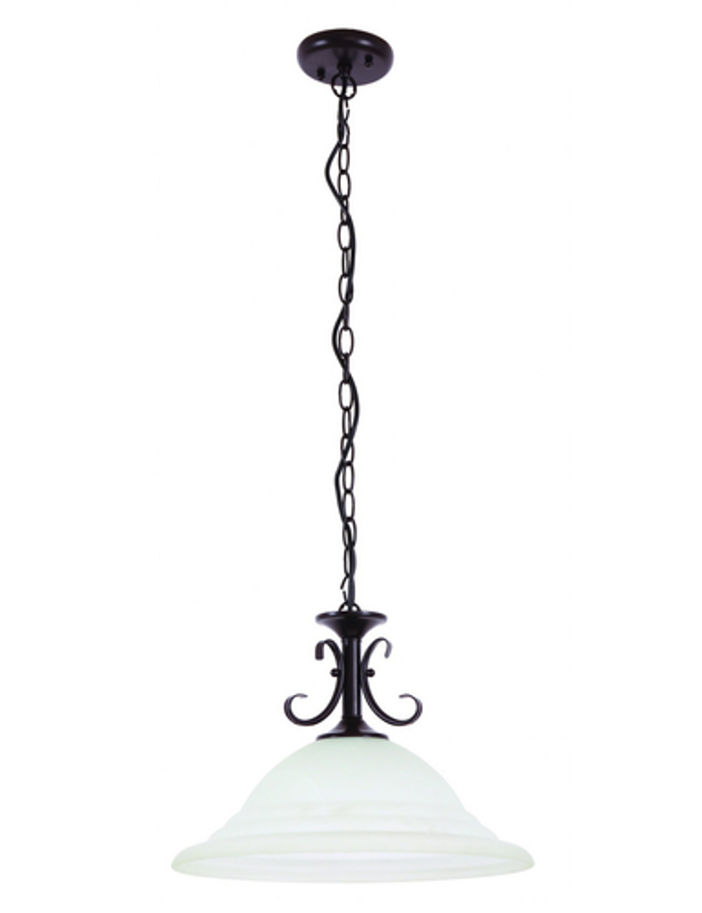 Oil rubbed bronze pendant with alabaster glass