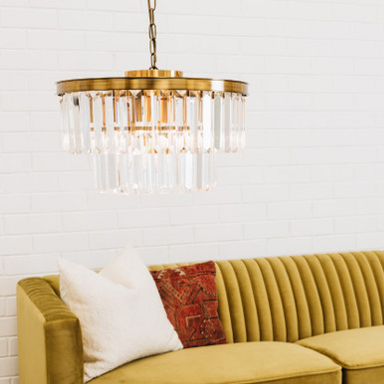 Antique brass finish paired with K9 crystal