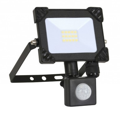 Black floodlight with sensor