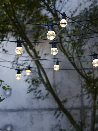Black twenty-light festoon with clear diffusers