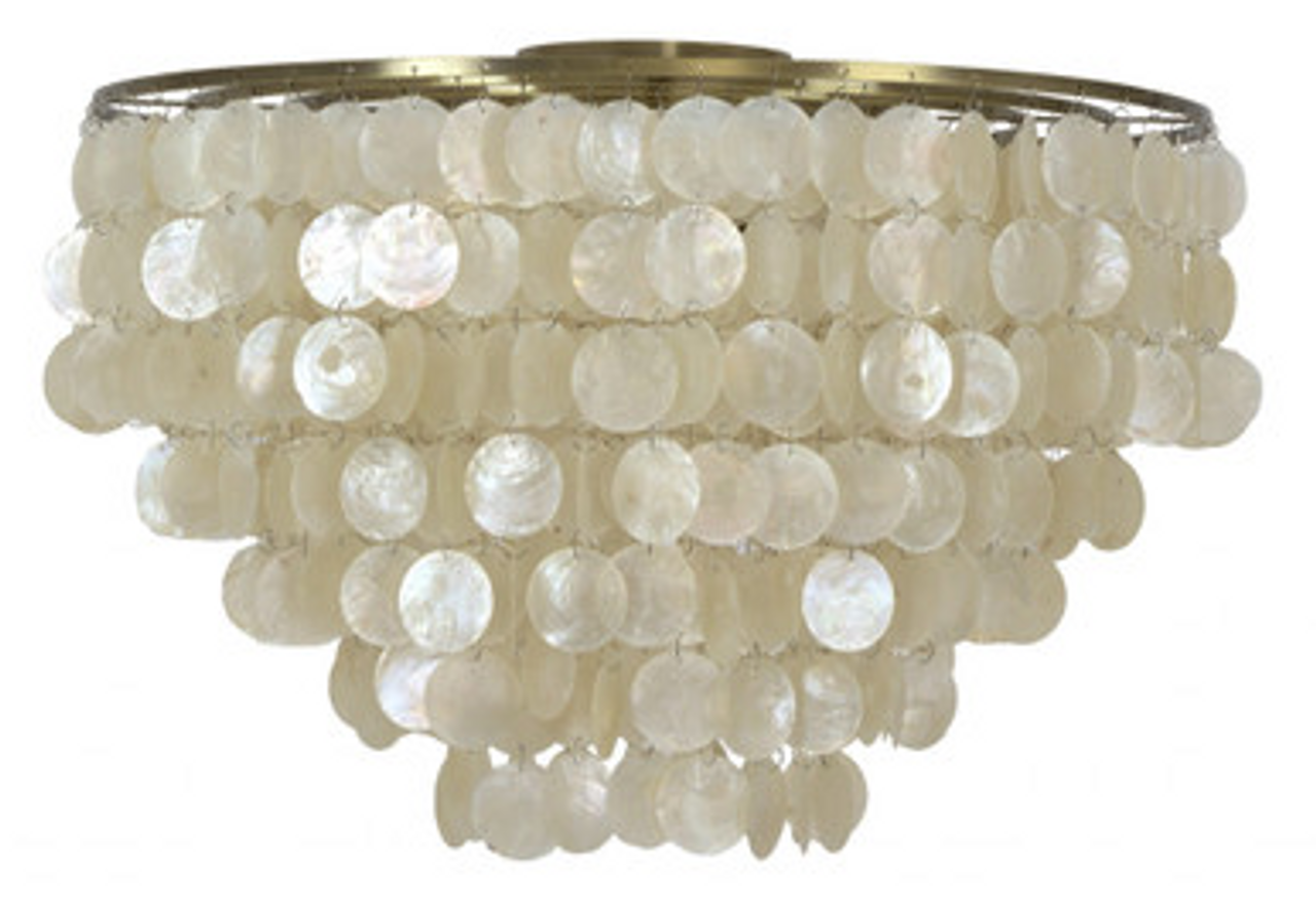 Brass 6L pendant with capiz shells