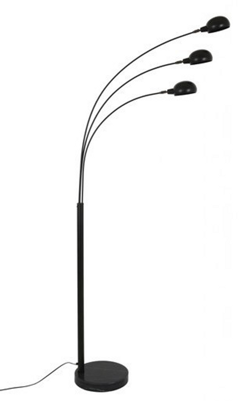Black three light floor lamp with adjustable heads
