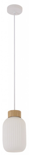Mele Small Pendant Ash Wood with Opal Glass Lighting Direct