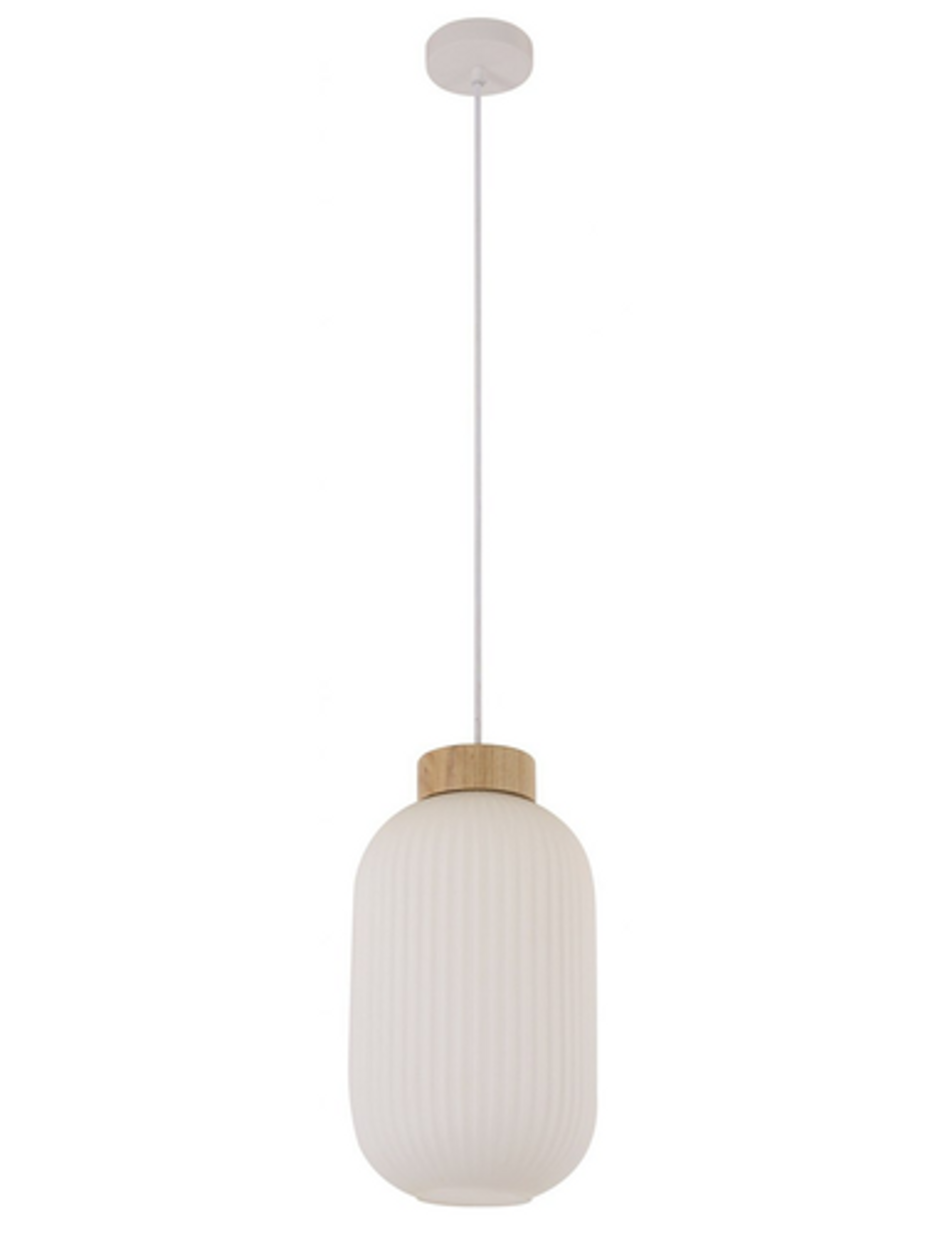 Mele Squat Pendant Ash Wood with Opal Glass Lighting Direct