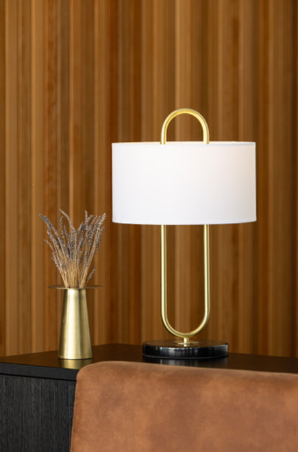 Brass table lamp with marble base