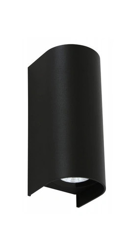 Black rounded wall light with IP54 rating