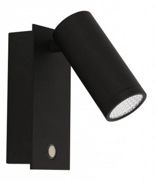 Black wall light with adjustable spot head