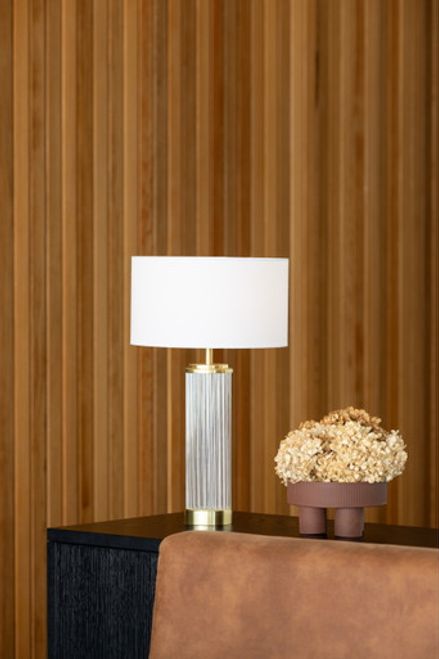 Brass table lamp with glass rods
