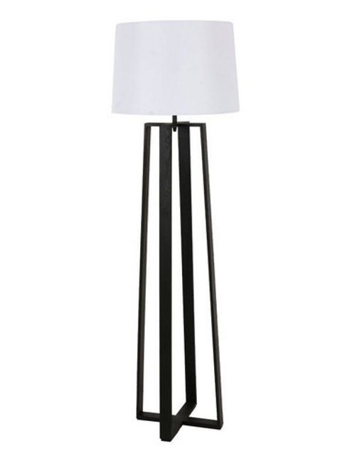 Black floor lamp with white shade