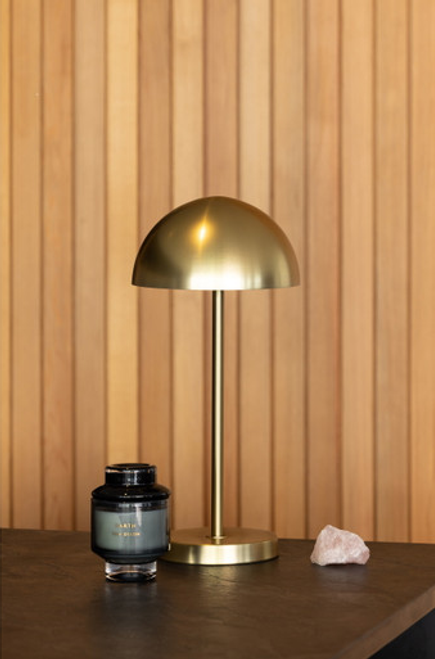 Brass table lamp with mushroom shade